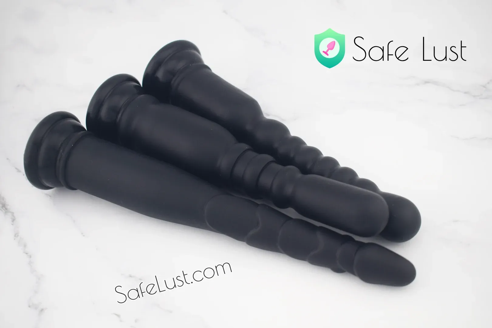 Hismith anal play set, 3 dildos stacked together